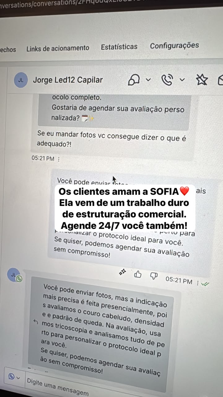 Conversa real explicando avaliação presencial e propondo agendamento